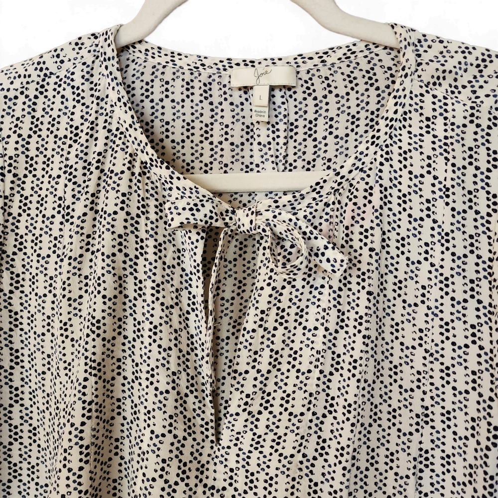 Joie Abstract Dot Print Silk Peasant Blouse Size Large - Picture 3 of 9